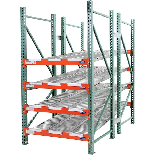 Global Industrial Carton Flow Rack, 4 Levels, SpanTrack Lane, 96inW x 96inD x 96inH 272168 - main